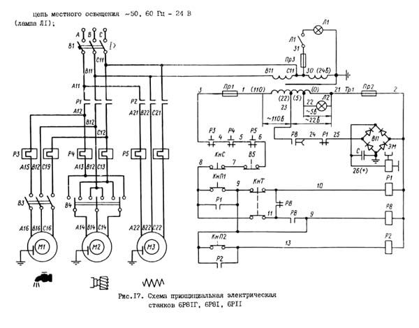Схема електрична 6Р81Ш, 6Р81Ш верстата широкоуніверсального консольно-фрезерного